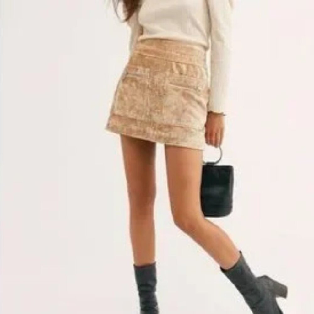 Free People Dust To Dust Crushed Velvet Mini Skirt